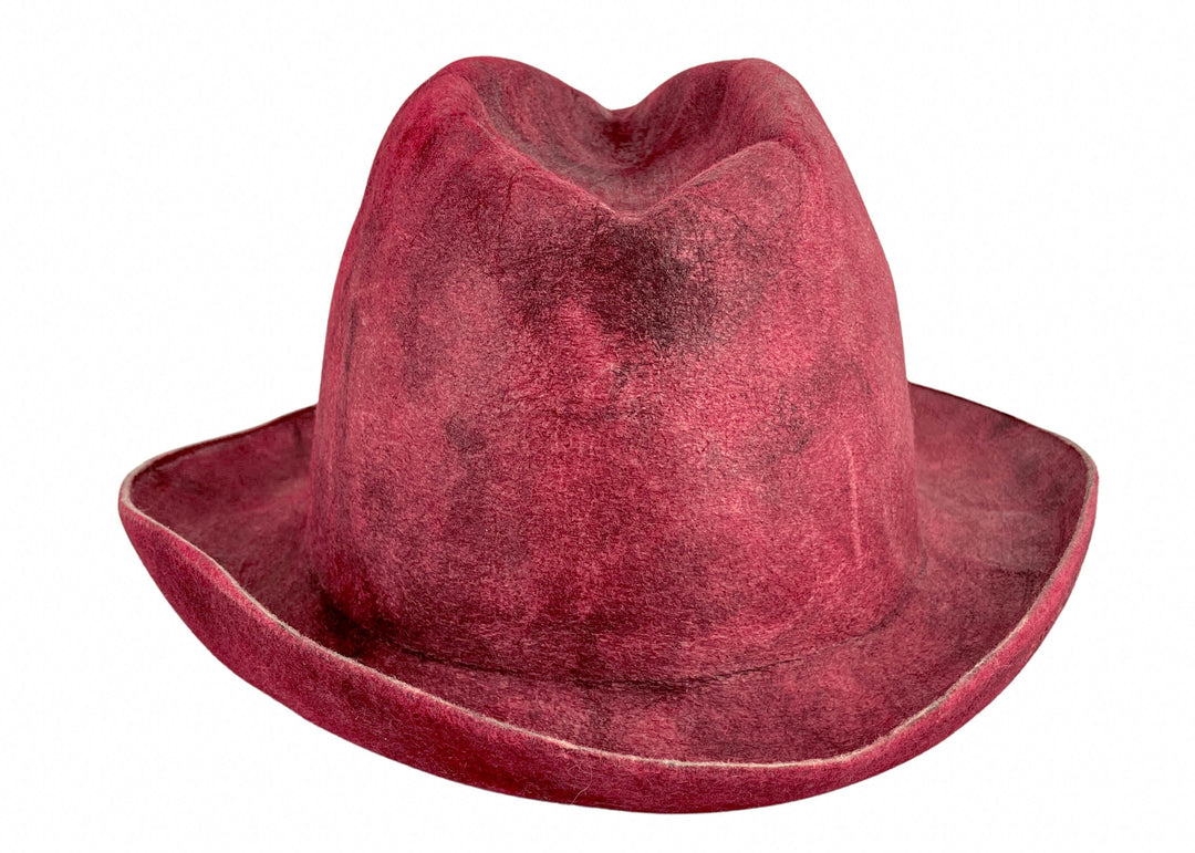 Reinhard Plank Textured Fedora Hat in Maroon Multi - Discounts on Reinhard Plank at UAL