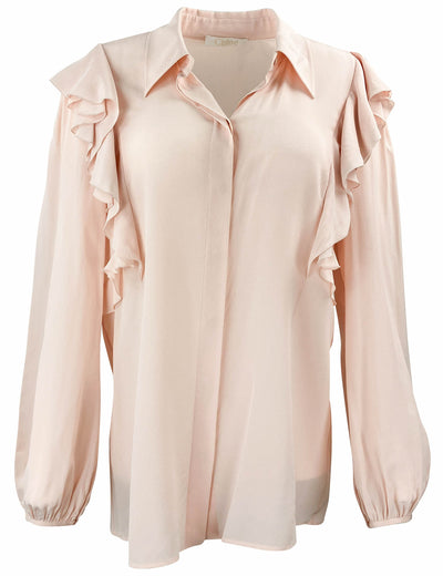 Chloé Ruffle Blouse in Pansy Pink - Discounts on Chloé at UAL
