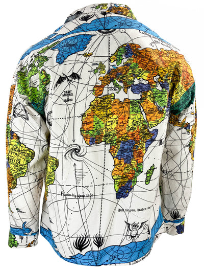 Saint Mx6 x Dr. Woo World Map Pajama Shirt in White - Discounts on Saint Mx6 at UAL