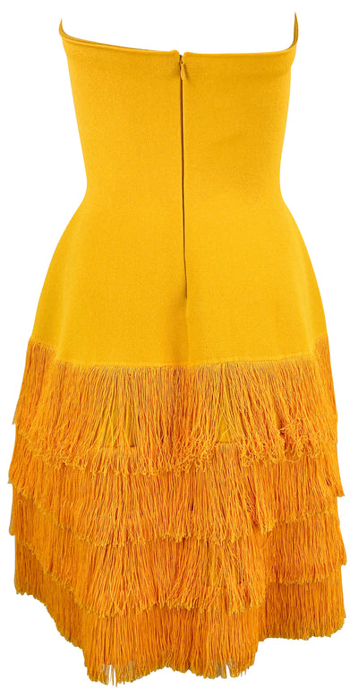 Proenza Schouler Sculpted Stretch Fringe Mini Dress in Golden Yellow - Discounts on Proenza Schouler at UAL