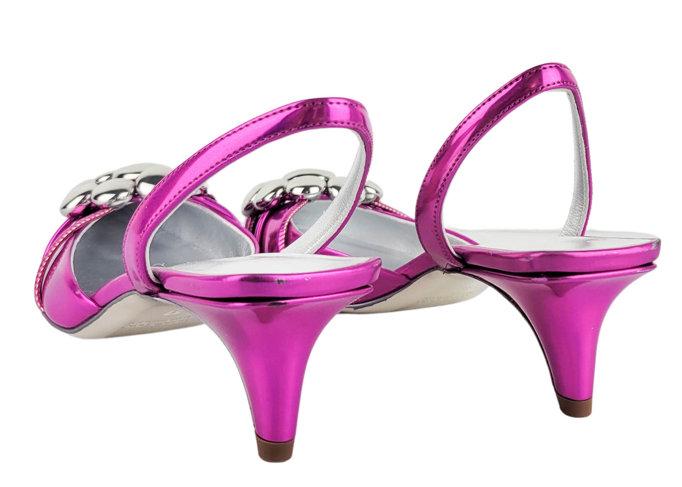 Bruno Frisoni Comete Slingbacks in Hot Pink and Silver - Discounts on Bruno Frisoni at UAL