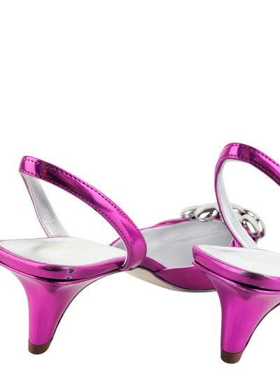 Bruno Frisoni Comete Slingbacks in Hot Pink and Silver - Discounts on Bruno Frisoni at UAL