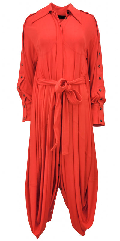 Proenza Schouler Crepe Jersey Shirt Dress in Tomato Red - Discounts on Proenza Schouler at UAL