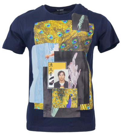Raf Simons Peacock Collage Tee in Navy - Discounts on Raf Simons at UAL