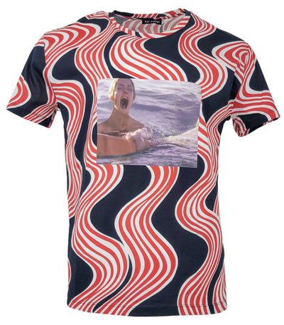 Raf Simons Scream Tee in in Navy/Red Print - Discounts on Raf Simons at UAL