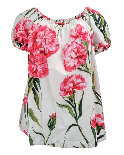 Dolce & Gabbana Floral Print Off-The-Shoulder Top in White - Discounts on Dolce & Gabbana at UAL
