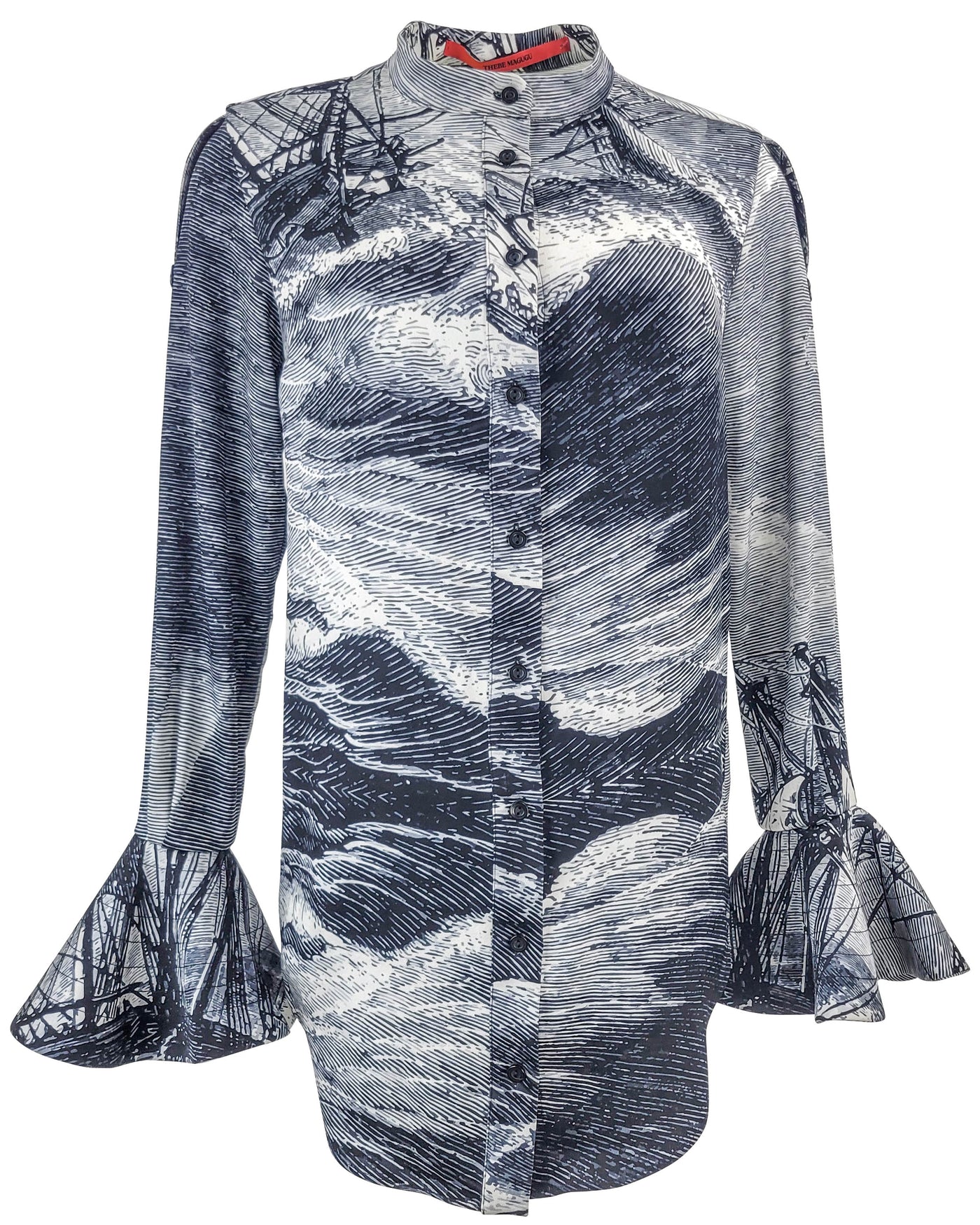 Thebe Magugu Shipwreck Blouse in Black and Silver - Discounts on Thebe Magugu at UAL