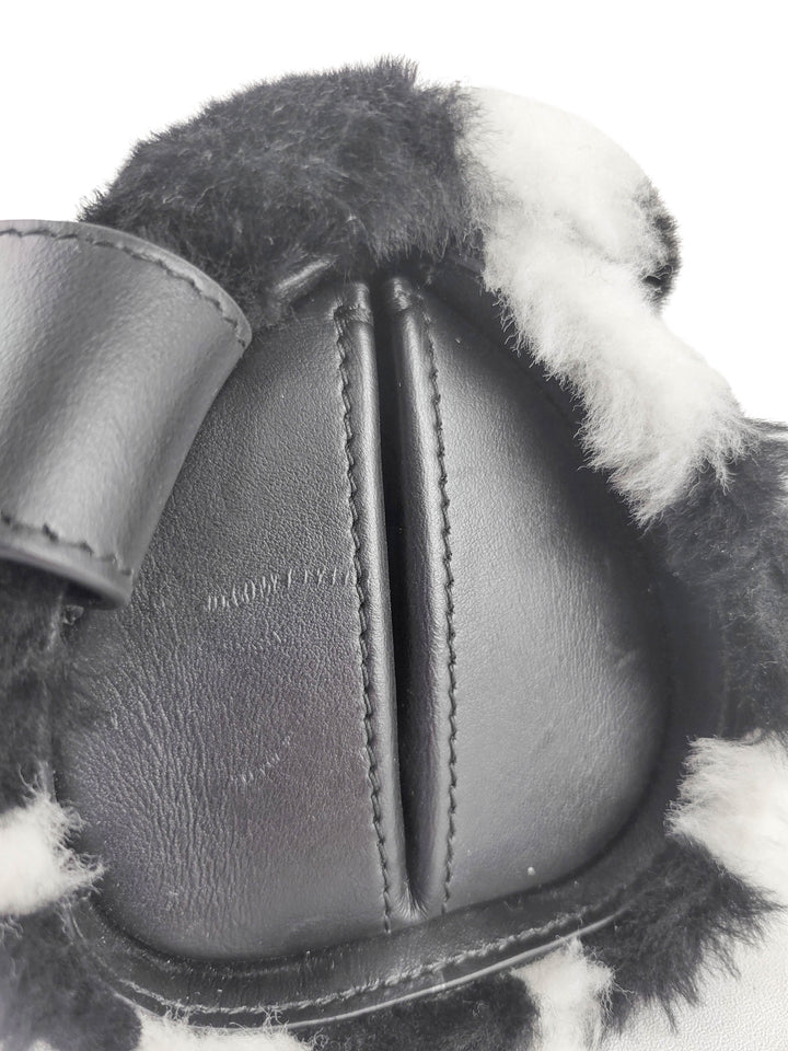 Jil Sander Faux Fur Small Cannolo Bag in Black and White