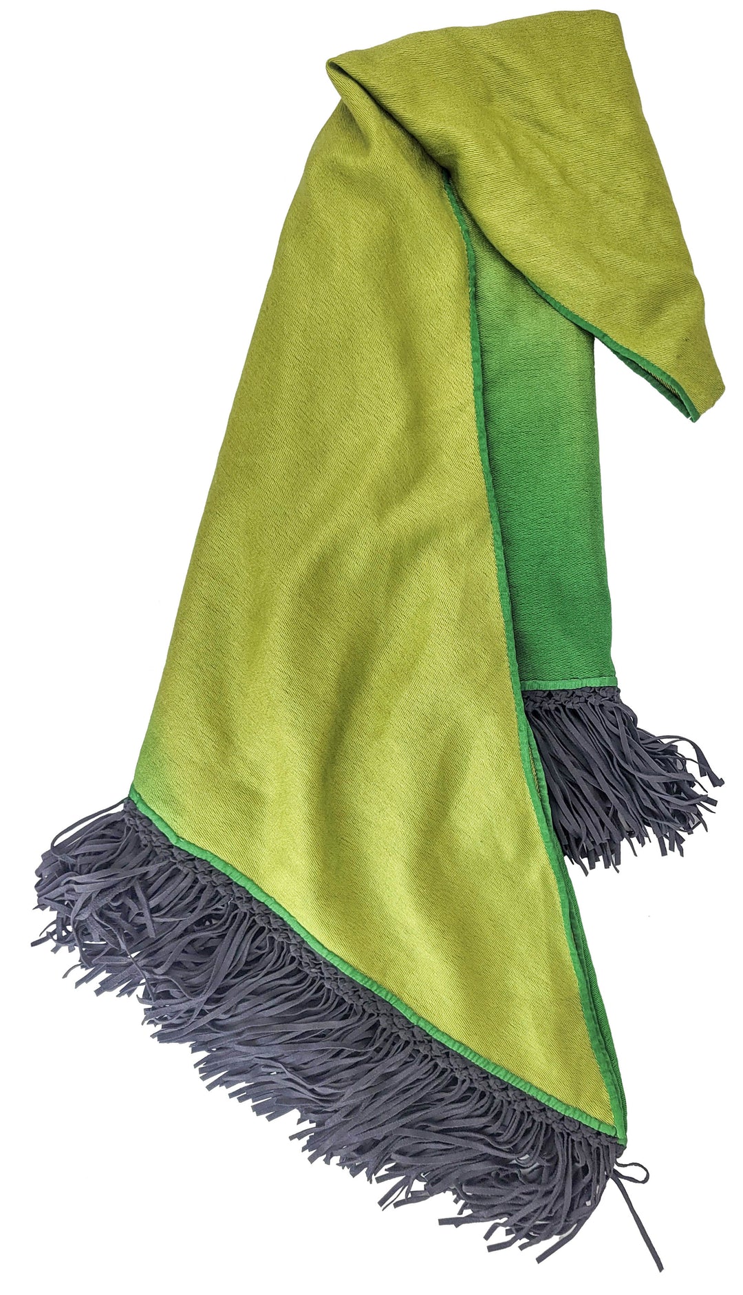 Bajra Triangle Fringe Scarf in Green Ombré - Discounts on Bajra at UAL