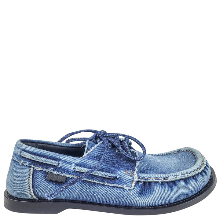 Loewe Denim Boat Shoes in Blue