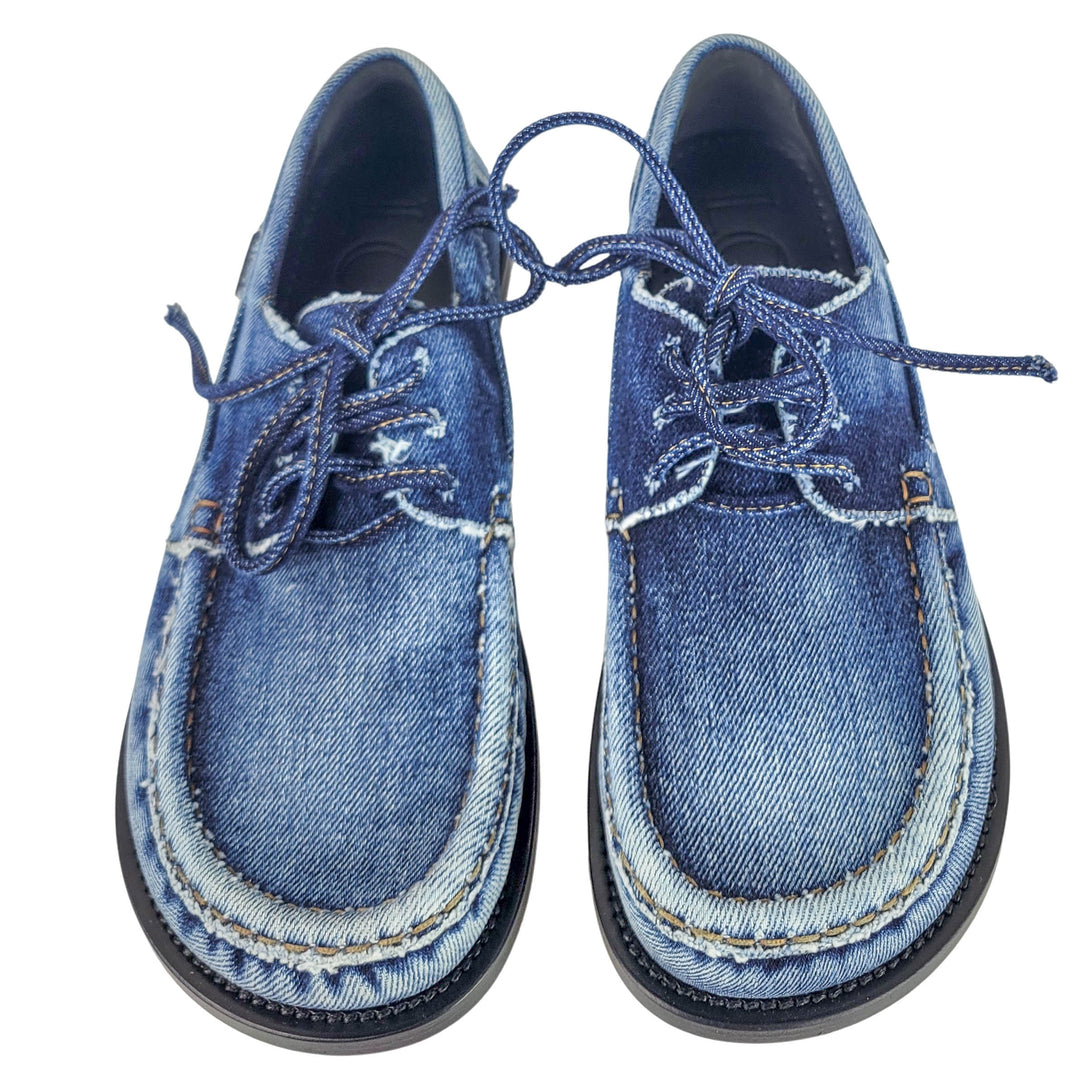 Loewe Denim Boat Shoes in Blue