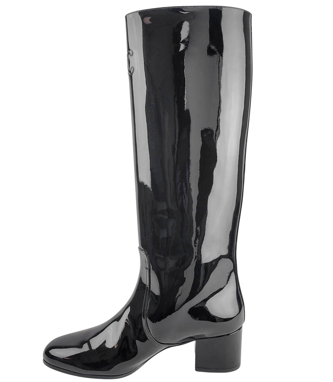 Celine Triomphe Patent Leather Boots in Black - Discounts on Celine at UAL