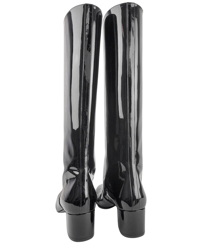 Celine Triomphe Patent Leather Boots in Black - Discounts on Celine at UAL