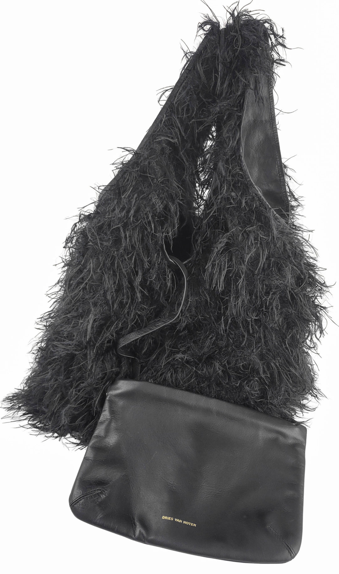 Dries Van Noten Marche Large Fringed Tote Bag in Black - Discounts on Dries Van Noten at UAL