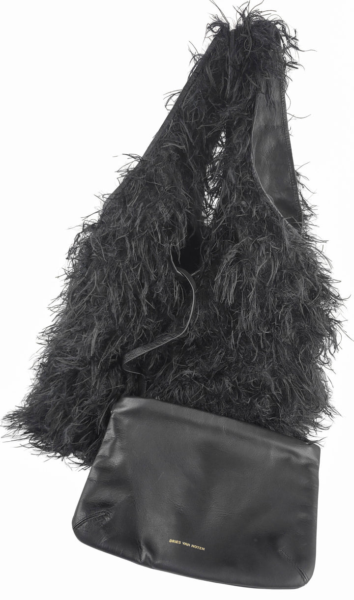 Dries Van Noten Marche Large Fringed Tote Bag in Black - Discounts on Dries Van Noten at UAL