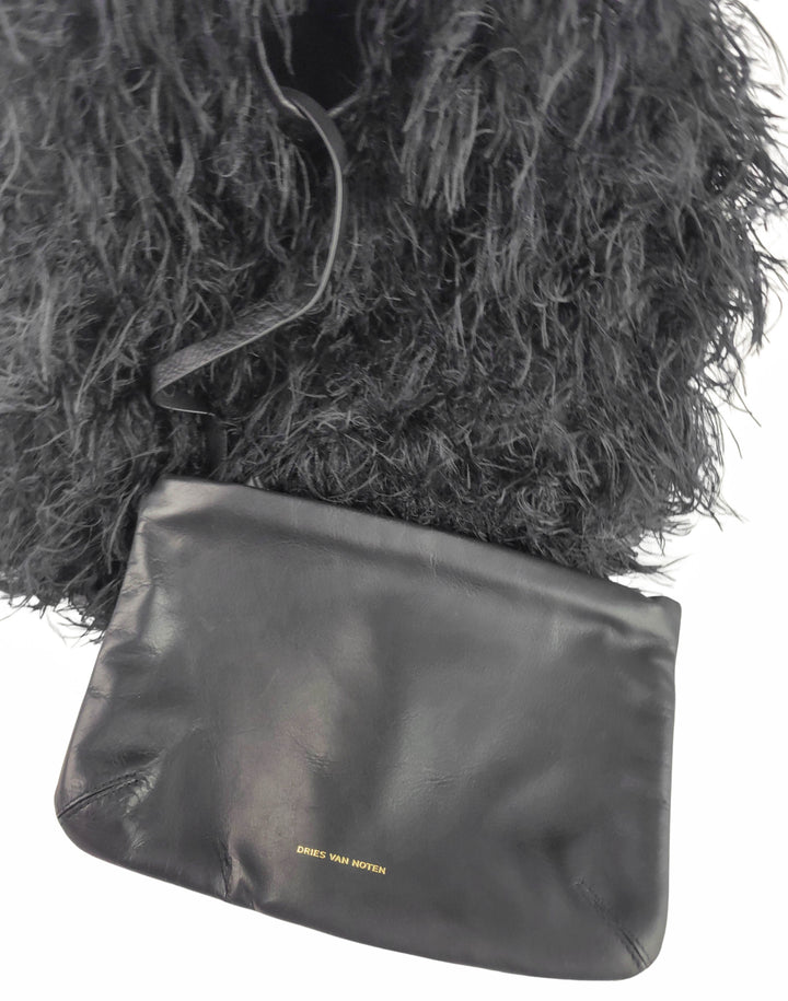 Dries Van Noten Marche Large Fringed Tote Bag in Black - Discounts on Dries Van Noten at UAL