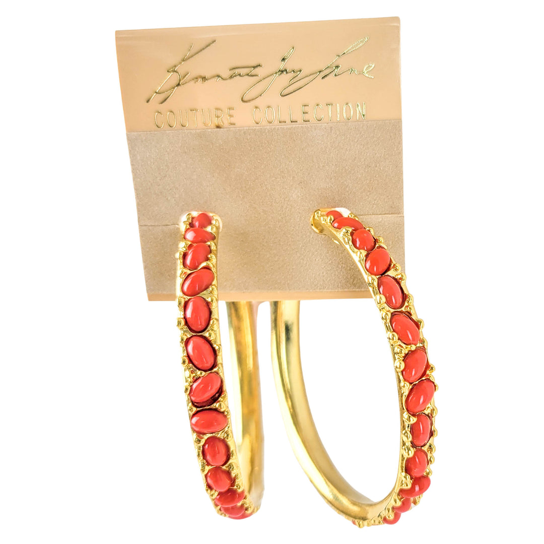 Kenneth Jay Lane Hoops in Coral/Gold - Discounts on Kenneth Jay Lane at UAL