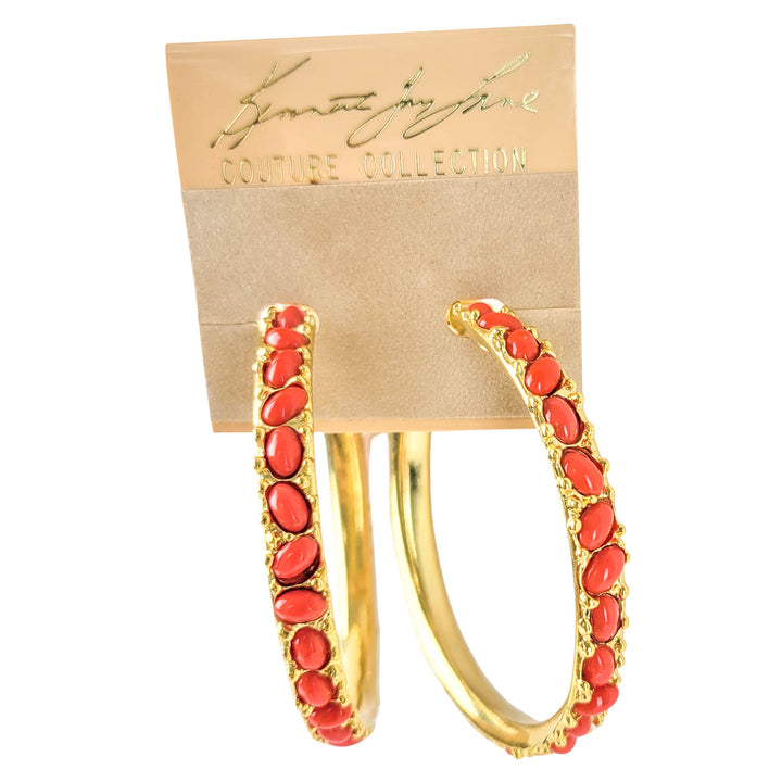 Kenneth Jay Lane Hoops in Coral/Gold - Discounts on Kenneth Jay Lane at UAL