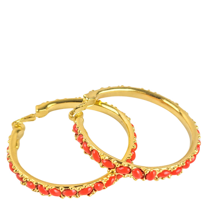 Kenneth Jay Lane Hoops in Coral/Gold - Discounts on Kenneth Jay Lane at UAL
