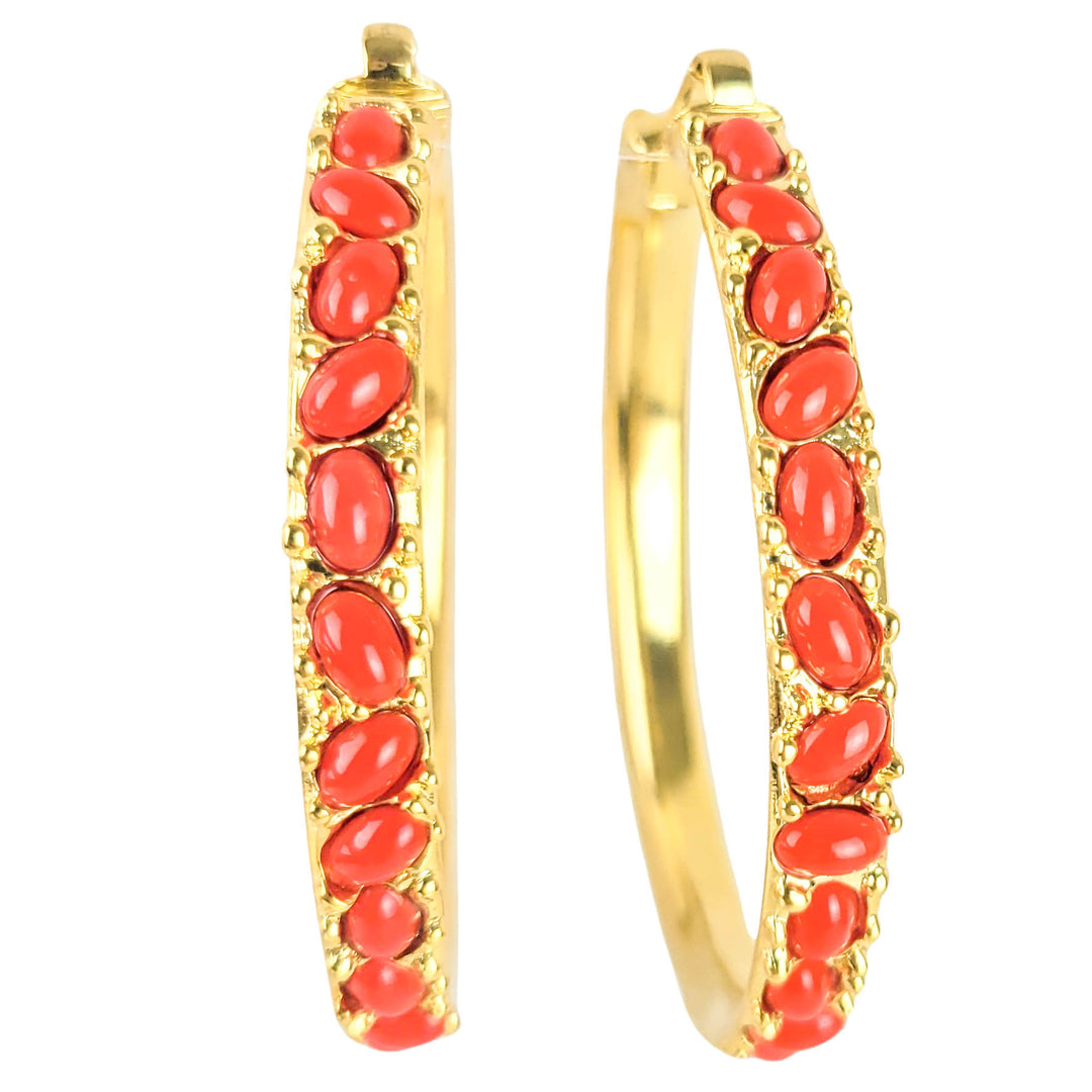 Kenneth Jay Lane Hoops in Coral/Gold - Discounts on Kenneth Jay Lane at UAL