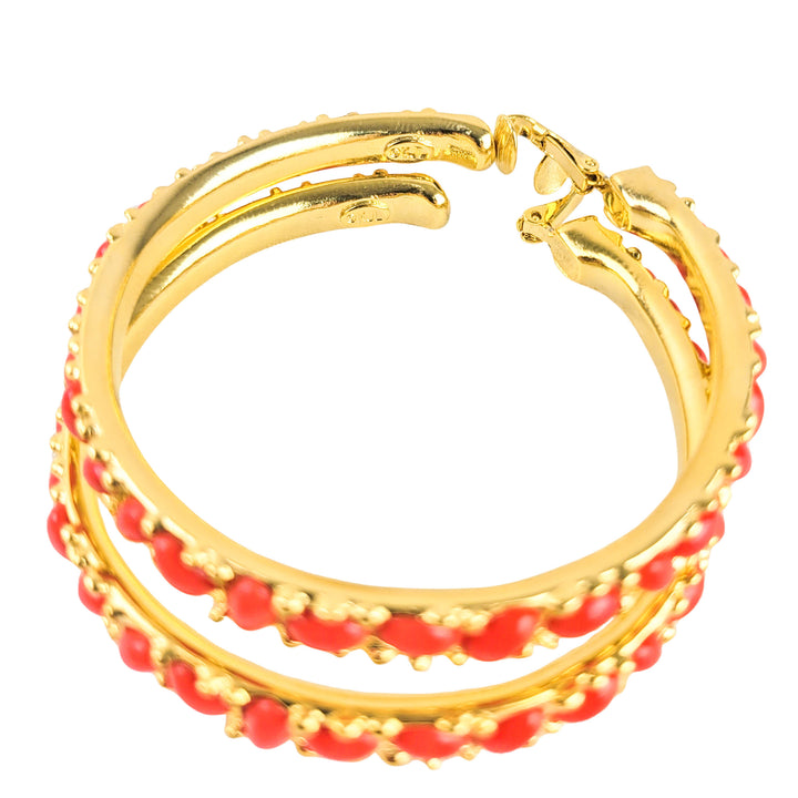 Kenneth Jay Lane Hoops in Coral/Gold - Discounts on Kenneth Jay Lane at UAL