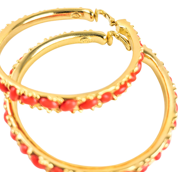 Kenneth Jay Lane Hoops in Coral/Gold - Discounts on Kenneth Jay Lane at UAL