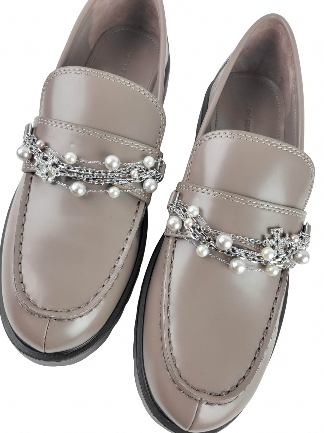 Tory Burch Embellished Loafers in Dark Elk - Discounts on Tory Burch at UAL