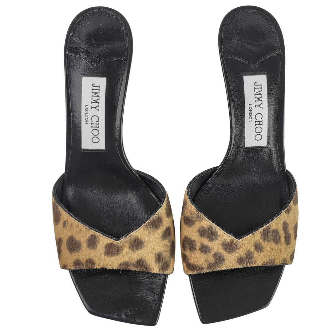 Jimmy Choo Skye Mules in Leopard Print - Discounts on Jimmy Choo at UAL