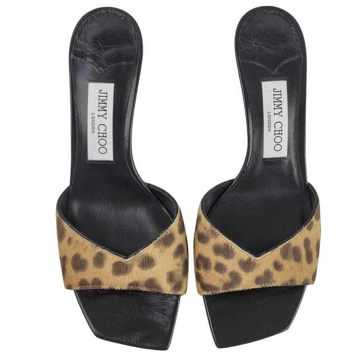 Jimmy Choo Skye Mules in Leopard Print - Discounts on Jimmy Choo at UAL
