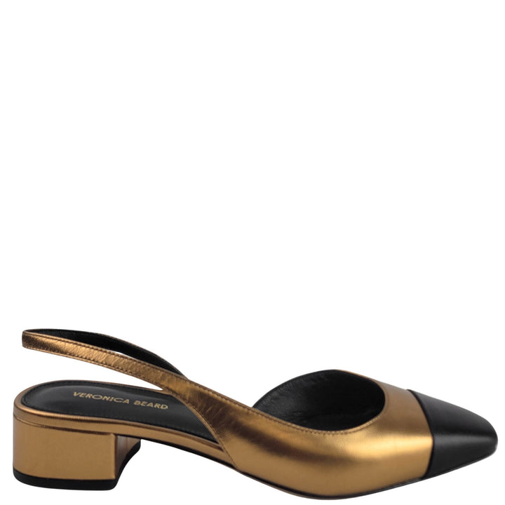 Veronica Beard Cecile Slingbacks in Gold and Black - Discounts on Veronica Beard at UAL