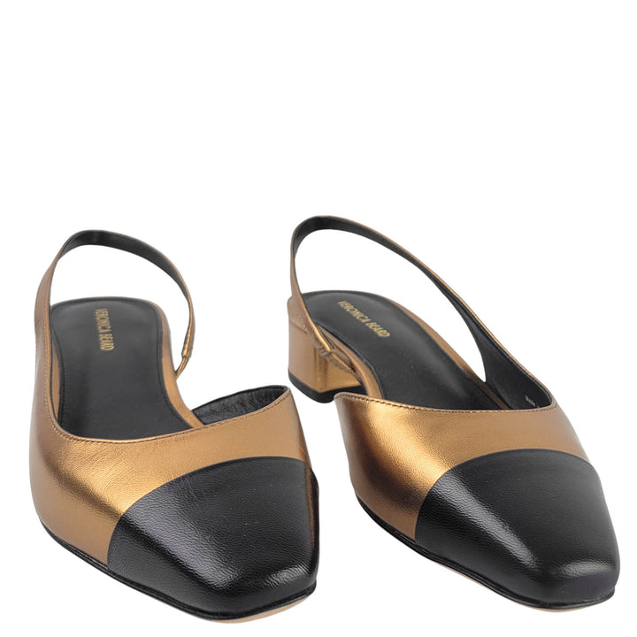 Veronica Beard Cecile Slingbacks in Gold and Black - Discounts on Veronica Beard at UAL