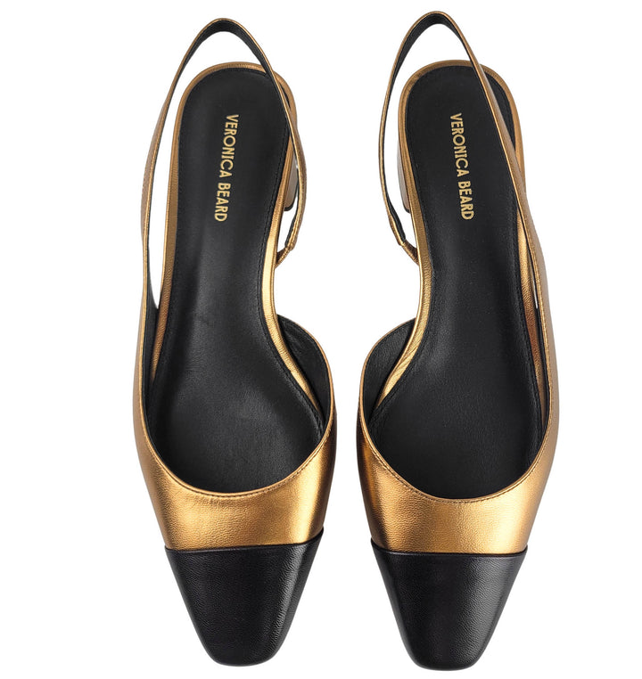 Veronica Beard Cecile Slingbacks in Gold and Black - Discounts on Veronica Beard at UAL