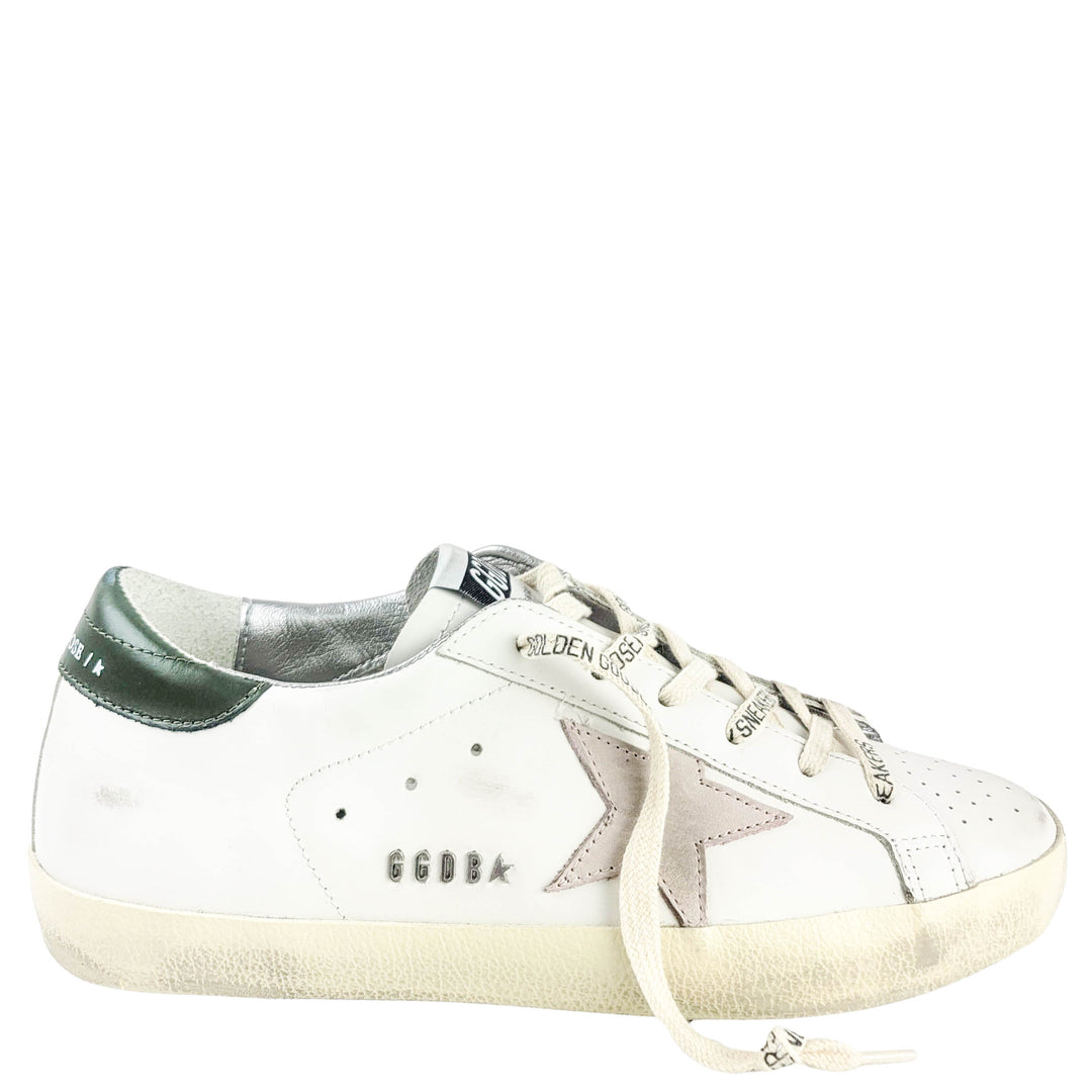 Golden Goose Super Star Classic Sneaker in White/Light Pink/Dark Green - Discounts on Golden Goose at UAL