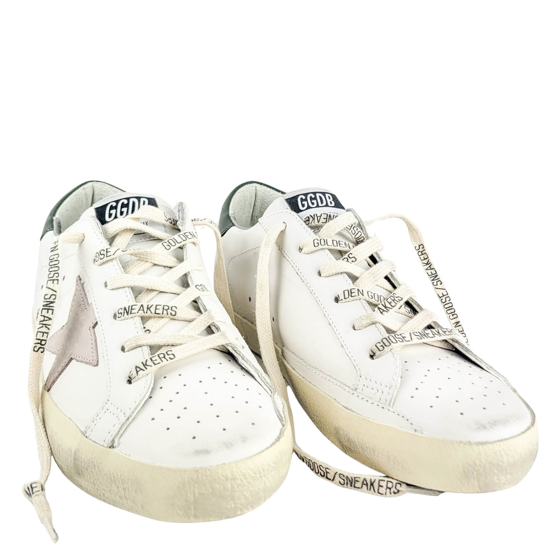 Golden Goose Super Star Classic Sneaker in White/Light Pink/Dark Green - Discounts on Golden Goose at UAL