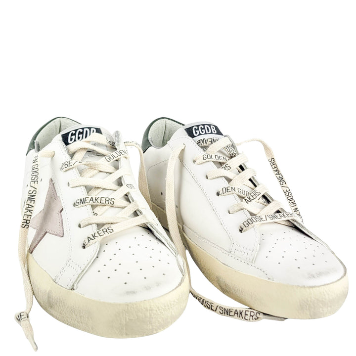 Golden Goose Super Star Classic Sneaker in White/Light Pink/Dark Green - Discounts on Golden Goose at UAL