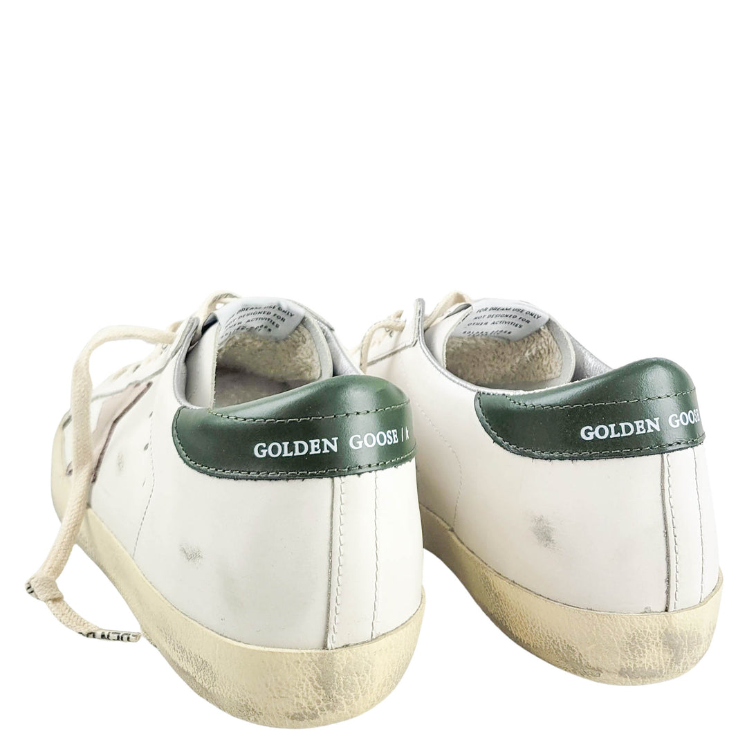 Golden Goose Super Star Classic Sneaker in White/Light Pink/Dark Green - Discounts on Golden Goose at UAL
