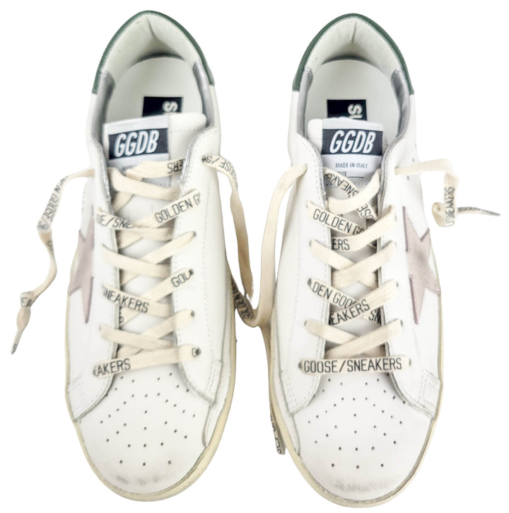 Golden Goose Super Star Classic Sneaker in White/Light Pink/Dark Green - Discounts on Golden Goose at UAL
