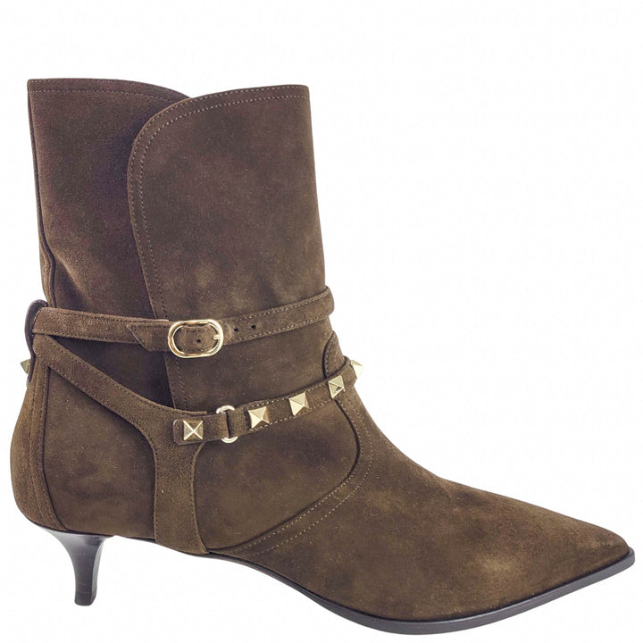 Valentino Suede Booties in Brown - Discounts on Valentino at UAL