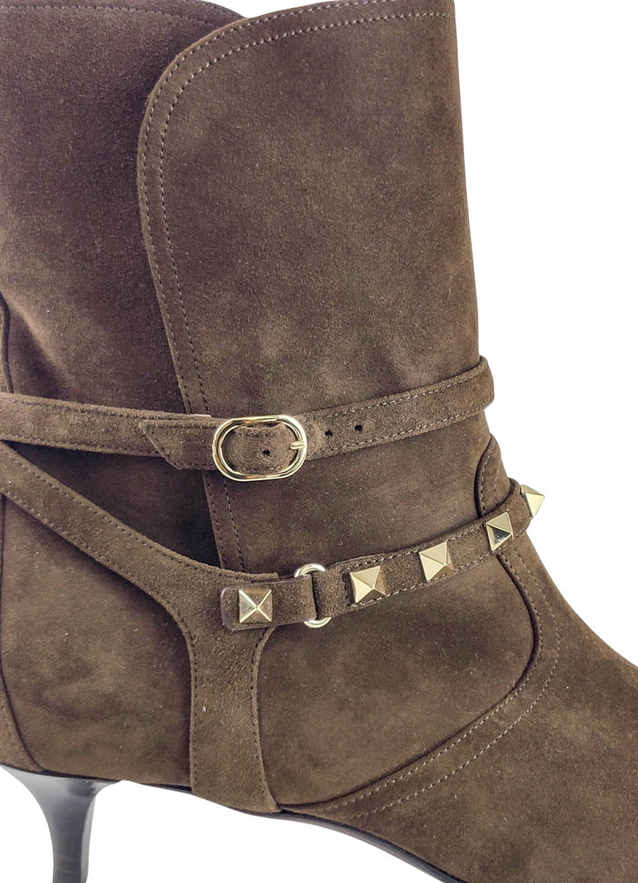 Valentino Suede Booties in Brown - Discounts on Valentino at UAL