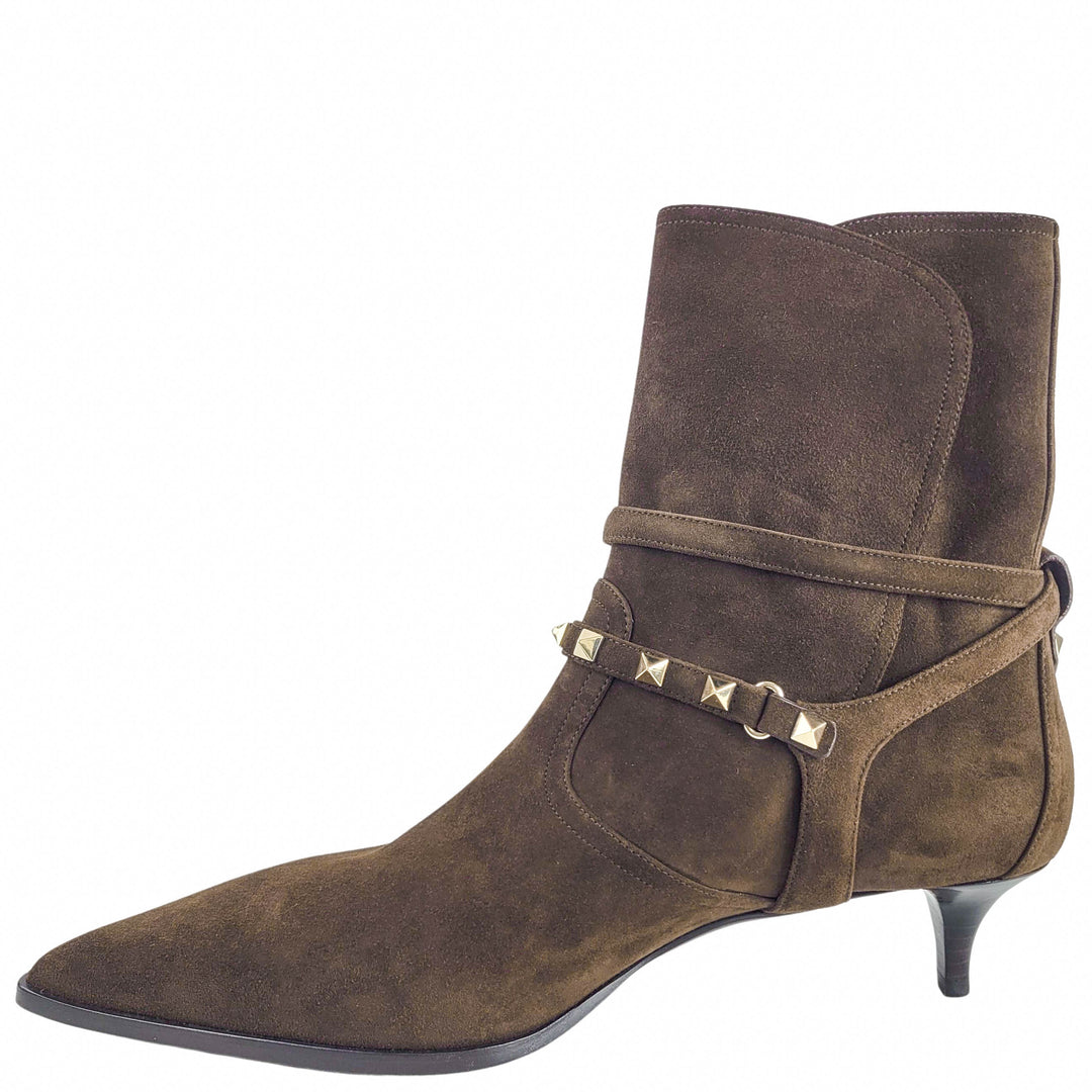 Valentino Suede Booties in Brown - Discounts on Valentino at UAL