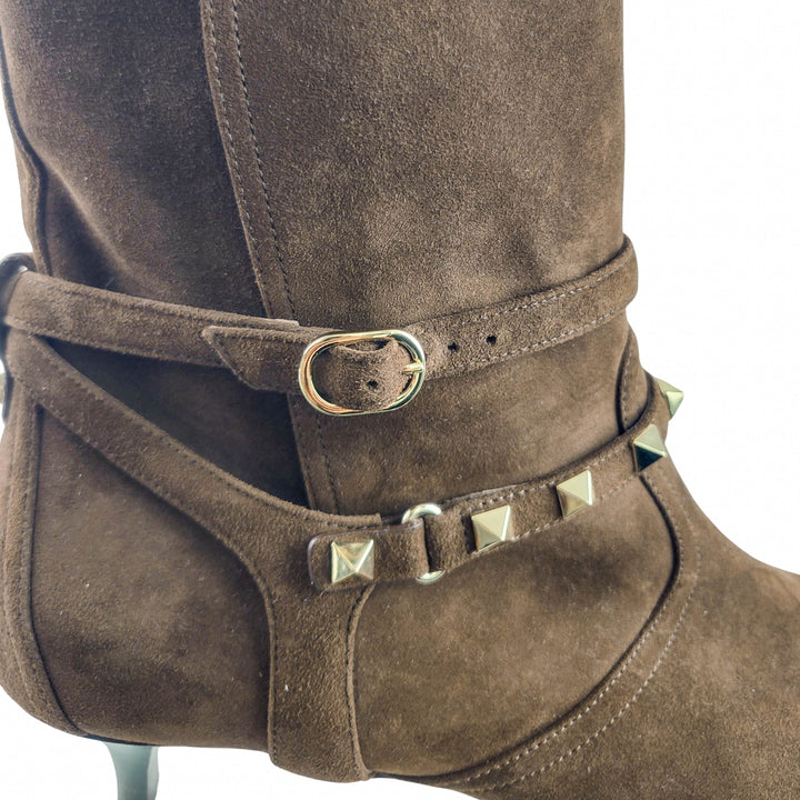 Valentino Suede Booties in Brown - Discounts on Valentino at UAL