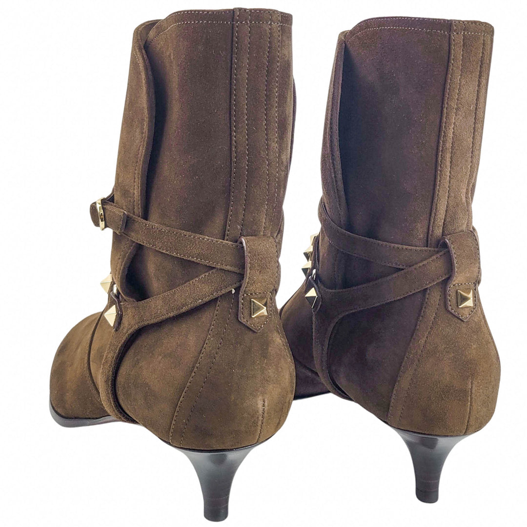 Valentino Suede Booties in Brown - Discounts on Valentino at UAL