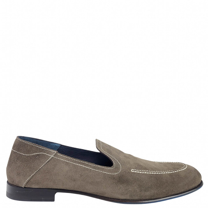 Di Bianco Suede Loafers in Dark Bark - Discounts on Di Bianco at UAL