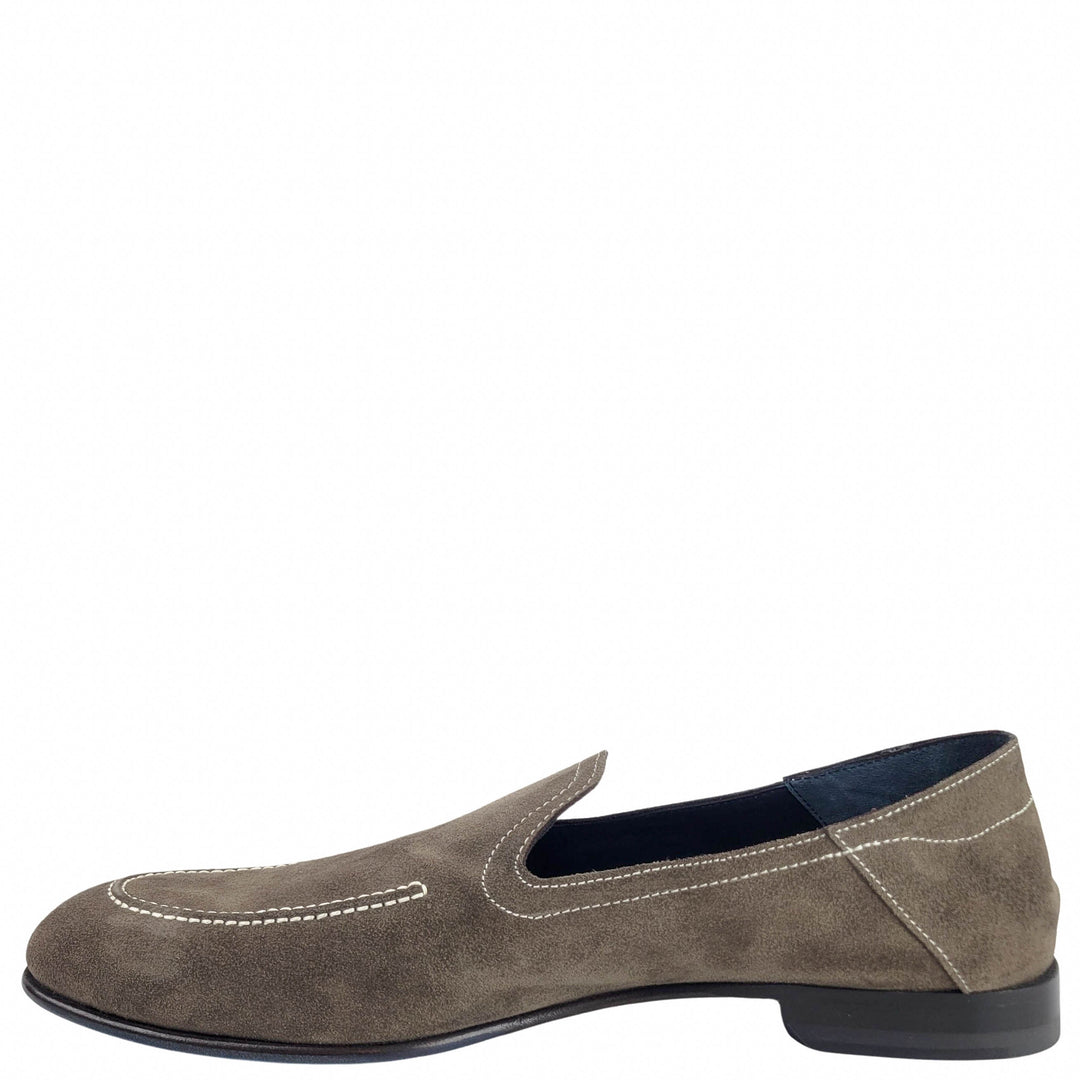 Di Bianco Suede Loafers in Dark Bark - Discounts on Di Bianco at UAL