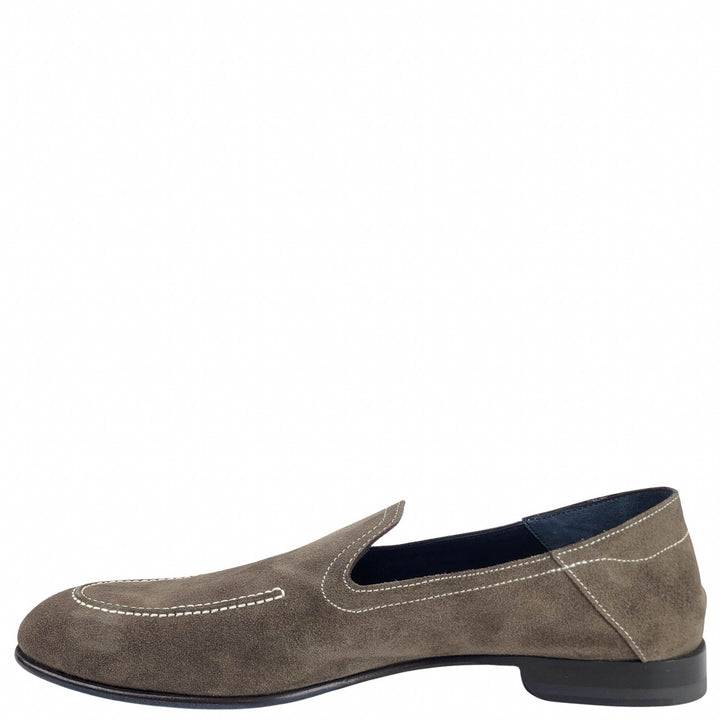 Di Bianco Suede Loafers in Dark Bark - Discounts on Di Bianco at UAL