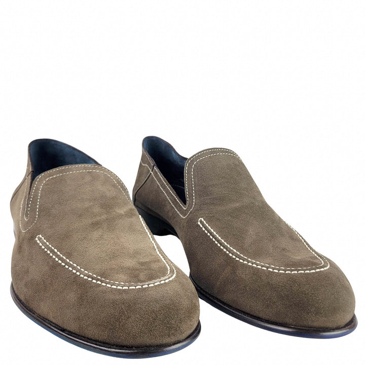 Di Bianco Suede Loafers in Dark Bark - Discounts on Di Bianco at UAL