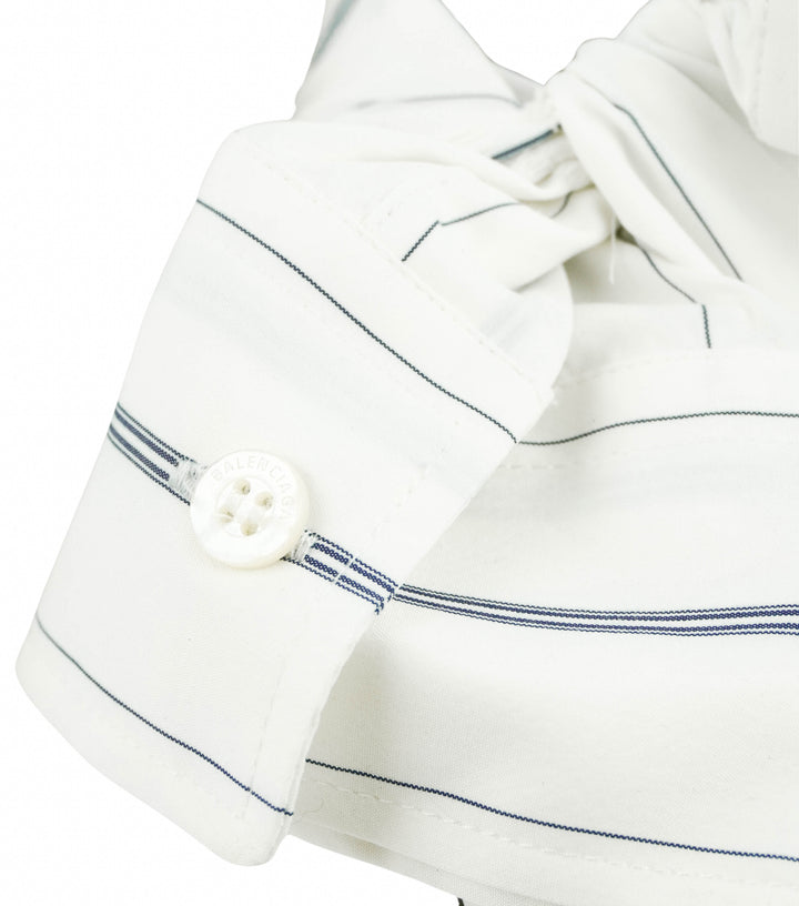 Balenciaga Chemise Striped Slingback Sandals in White/Navy - Discounts on Balenciaga at UAL