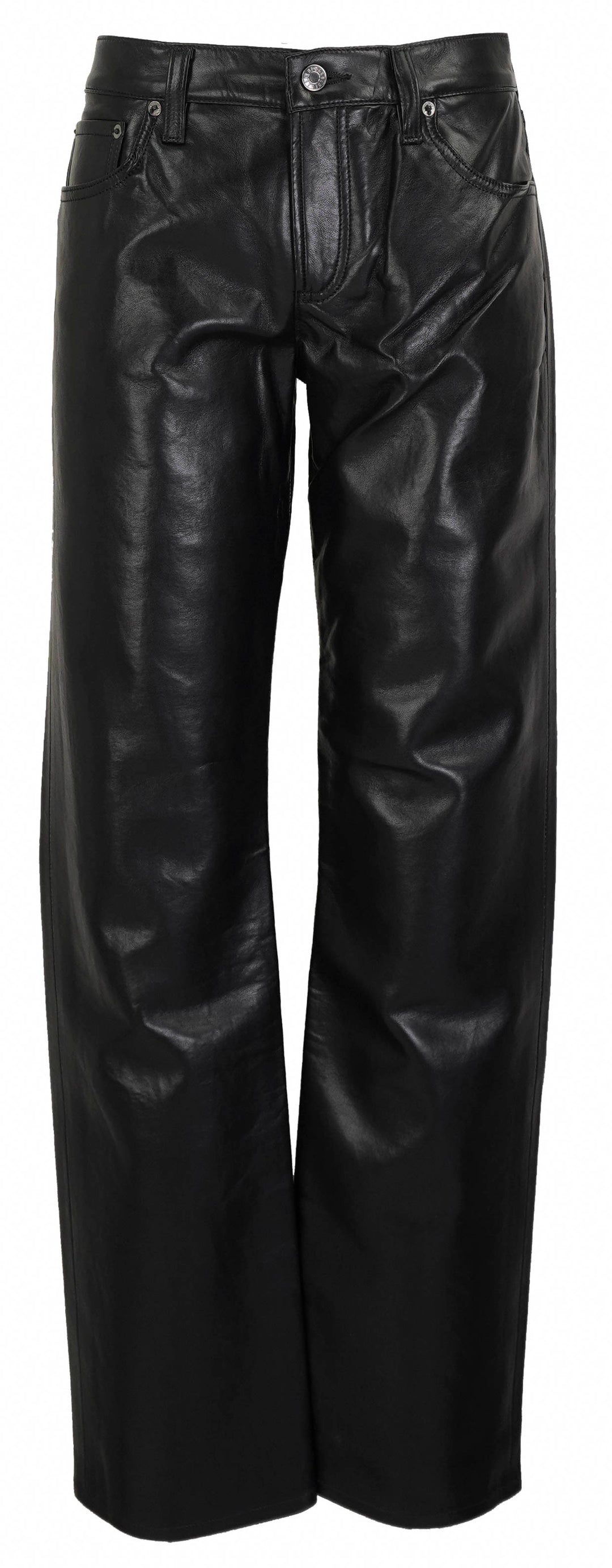 AGOLDE Low Rise Slim Leather Pants in Detox - Discounts on AGOLDE at UAL