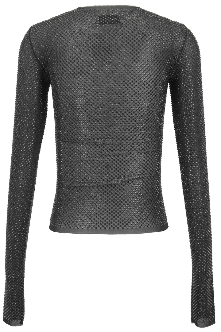 16Arlington Embellished Mesh Top in Black
