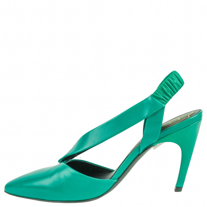 Roger Vivier Choc Real V Slingback Sandals in Green - Discounts on Roger Vivier at UAL